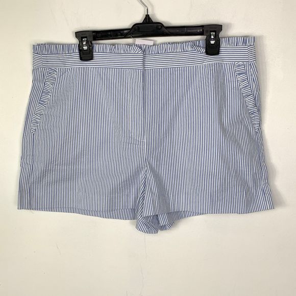 J. Crew Blue Seersucker Ruffle High Waisted Shorts - Picture 3 of 13